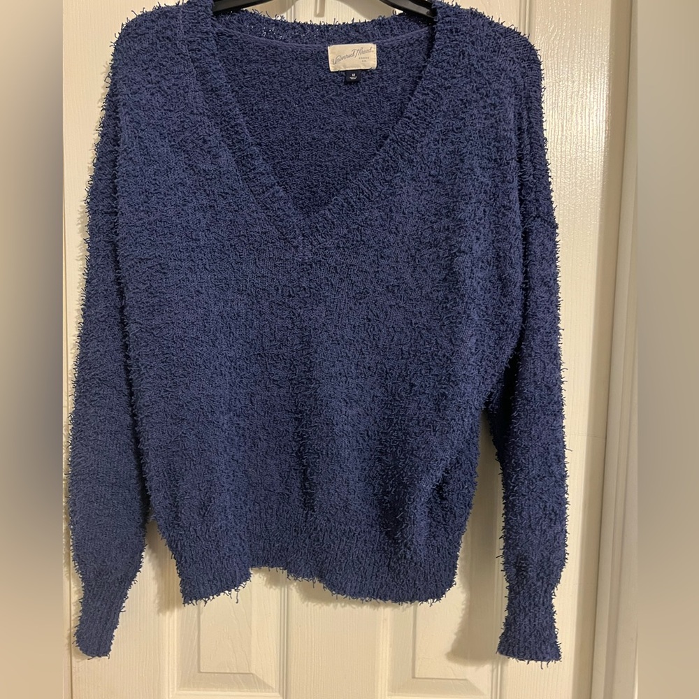 V neck blue sweater